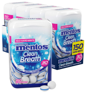 2 x 4 pack Mentos Clean Breath Sugarfree Hard Mint 150pc